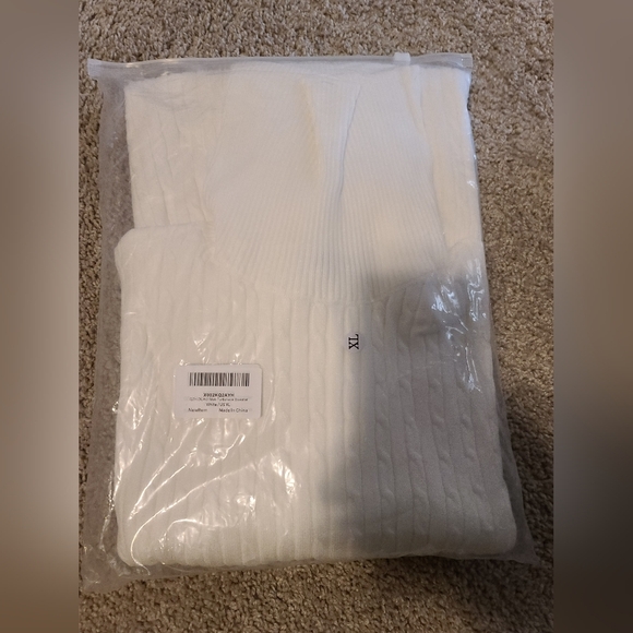 New Mens Turtleneck Thermal Lightweight Patterned Sweater Multiple Sizes White - Picture 2 of 2